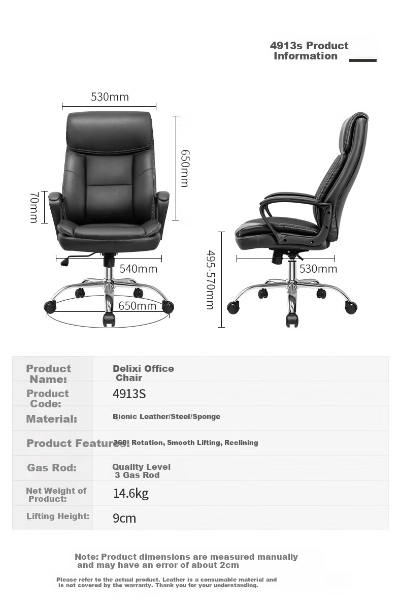 Deli Ecological Leather Executive Chair, Comfortable Home Office Chair, Ergonomic Computer Chair, 4913S 12