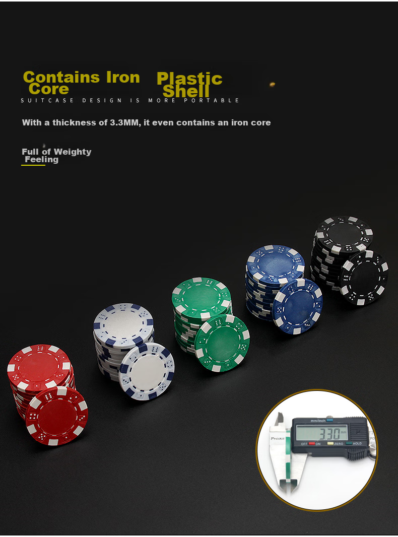 Huasheng Poker Chips Double-Sided Texas Hold'em 500 Code Dice Set H-025, 500 Pieces, Mahjong Chip Set 4