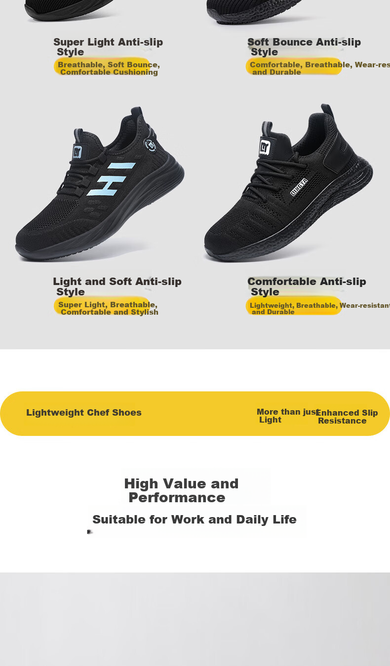 Qingya Chef Shoes for Men And Women, Summer Breathable Non-Slip Odor-Resistant Lightweight Comfortable Kitchen Soft-Soled Work Shoes C020-1 Size 37 8
