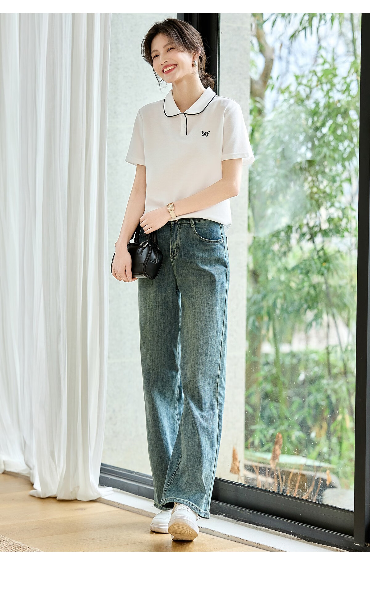 Taxiang Women's Short-Sleeve T-Shirt, Versatile Ladies' Polo Shirt, Casual Letter-Design Collared T-Shirt Top T144T1843 13