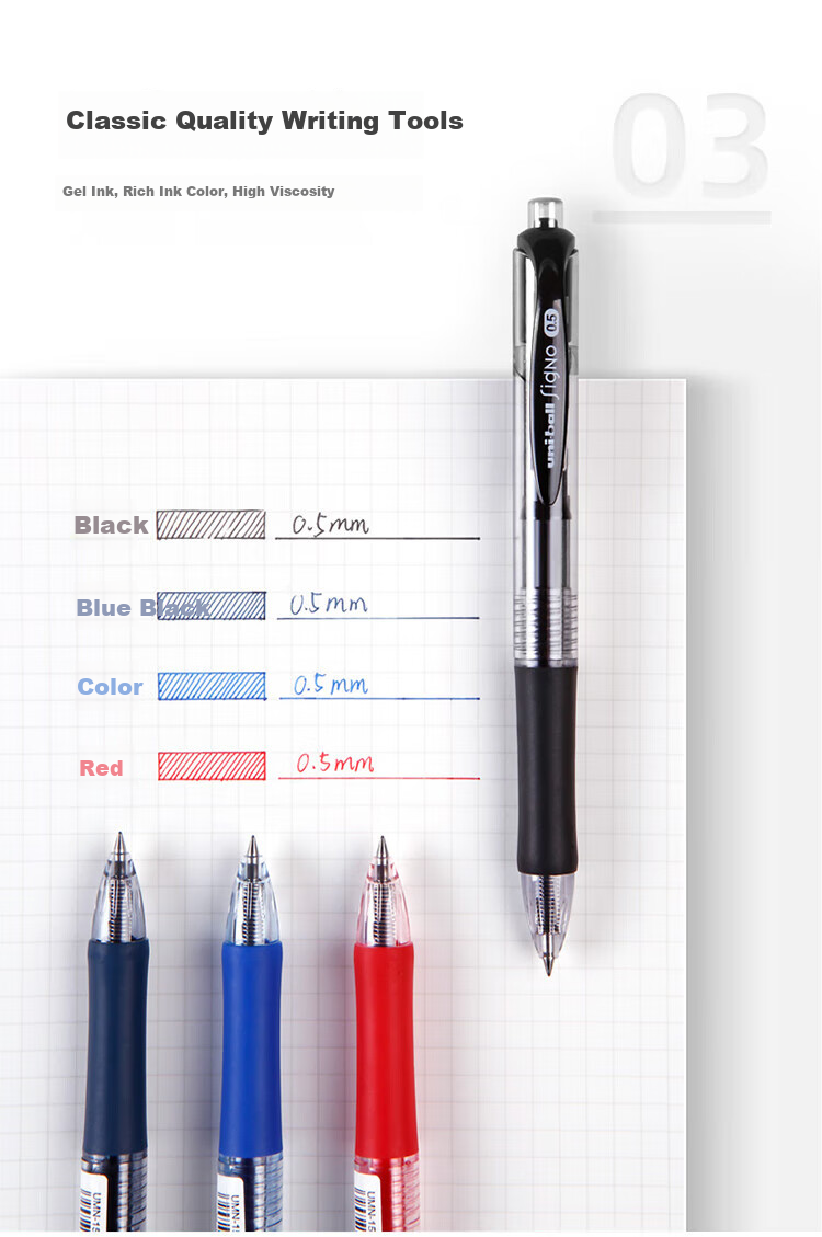 Uni Mitsubishi UMN-152 Red Gel Pen, Stylish 0.5mm Signature Pen, Business And Student Office Pen, Office Supplies Stationery Set, 3 Pens 4