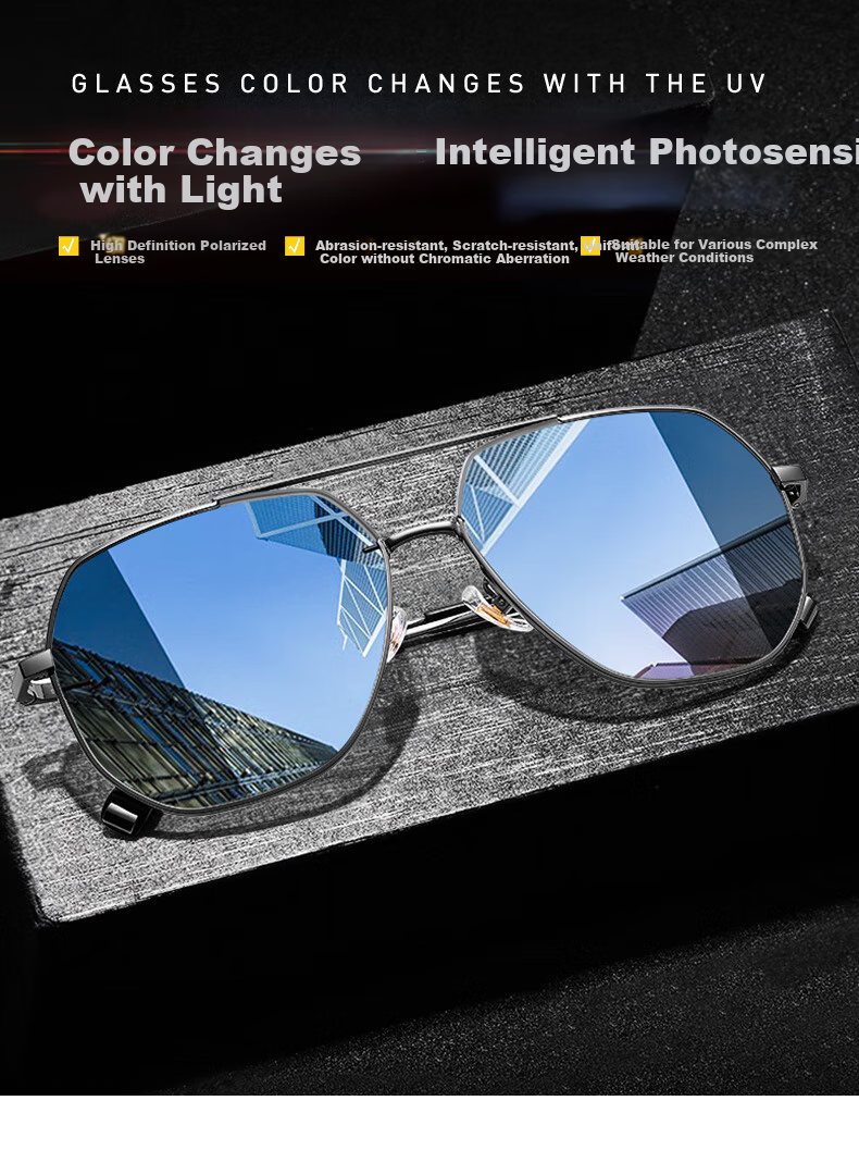 CAPONI Photochromic Polarized Sunglasses for Men, Driving-Specific Night Vision Glasses, Day And Night Use, UV Protection, High Beam 1