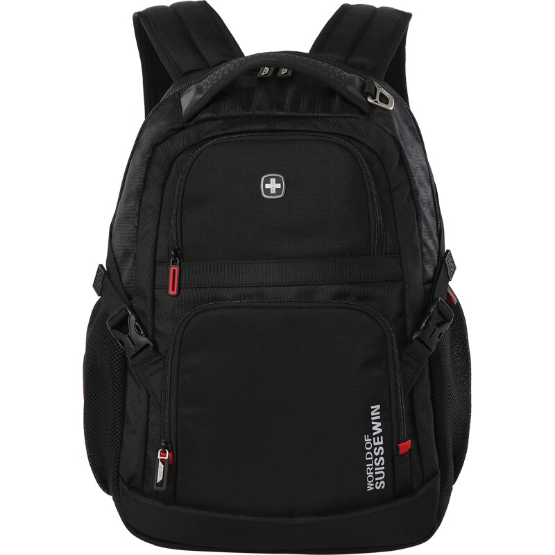 SUISSEWIN Swiss Computer Backpack, 15.6 Large Capacity, Middle And High School Student Backpack, Xiangxing Sports Travel Bag, 8906 Black