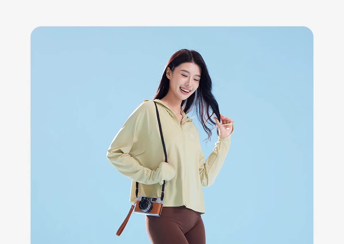 CAMEL Women's Outdoor Original Yarn Sun Protection Jacket UPF50 Quick-Dry Ice Feel Sun Protection Coat A25BAVV108 XL 14