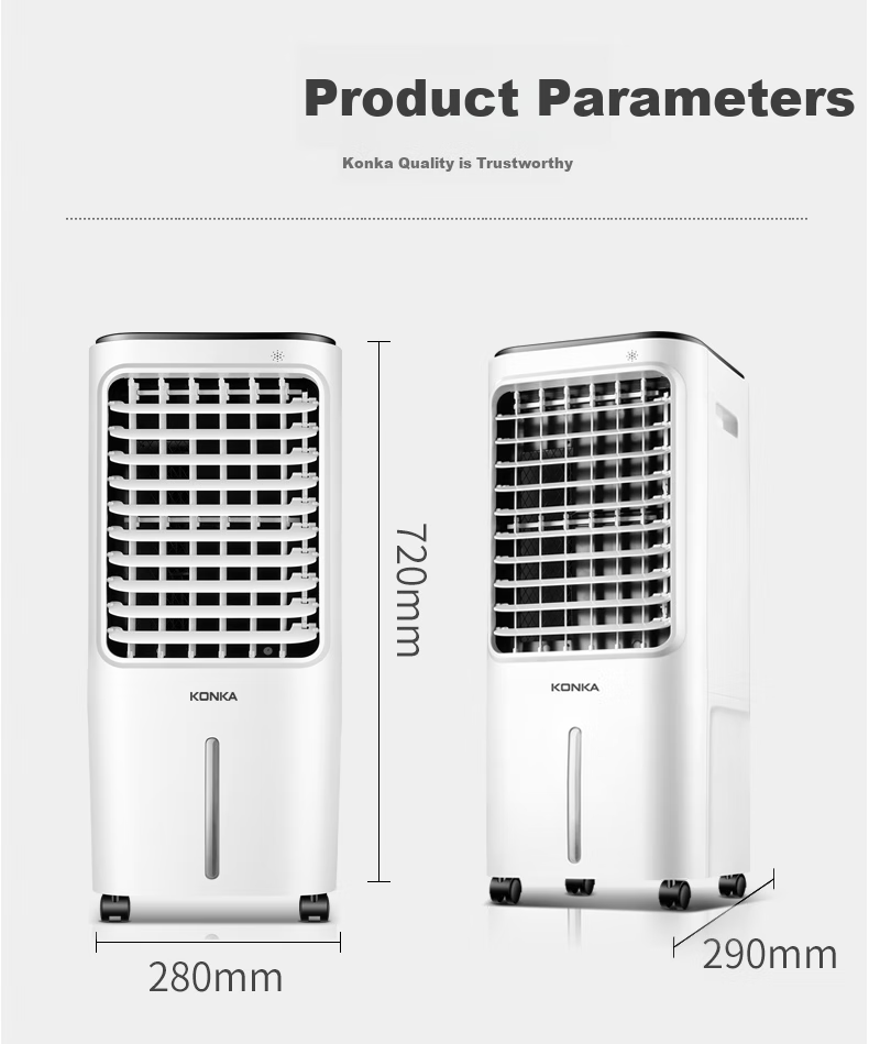 KONKA Air Conditioner Fan Remote Control Industrial Cooling Fan for Home Use, Movable Water-Cooled Fan, Cooling Machine for Commercial Use, Small Air Conditioner with Water Tank, Large Air Volume Cooling Fan, 12L Large Water Tank KF-LY26DY 11