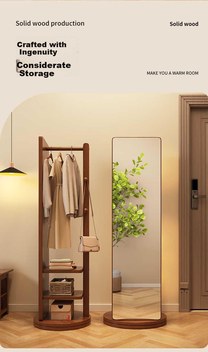 Chibailun Full-Length Mirror, Rotatable Floor Mirror for Home Use, Bedroom Multi-Functional Clothes Rack And Dressing Mirror 2