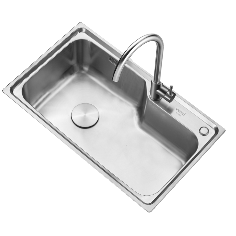 VATTI Large Single Bowl Sink, Vegetable Washing Basin, Integrated Basin, 304 Stainless Steel Kitchen Sink, Dishwashing Basin, Countertop, Middle And Lower Installation S1