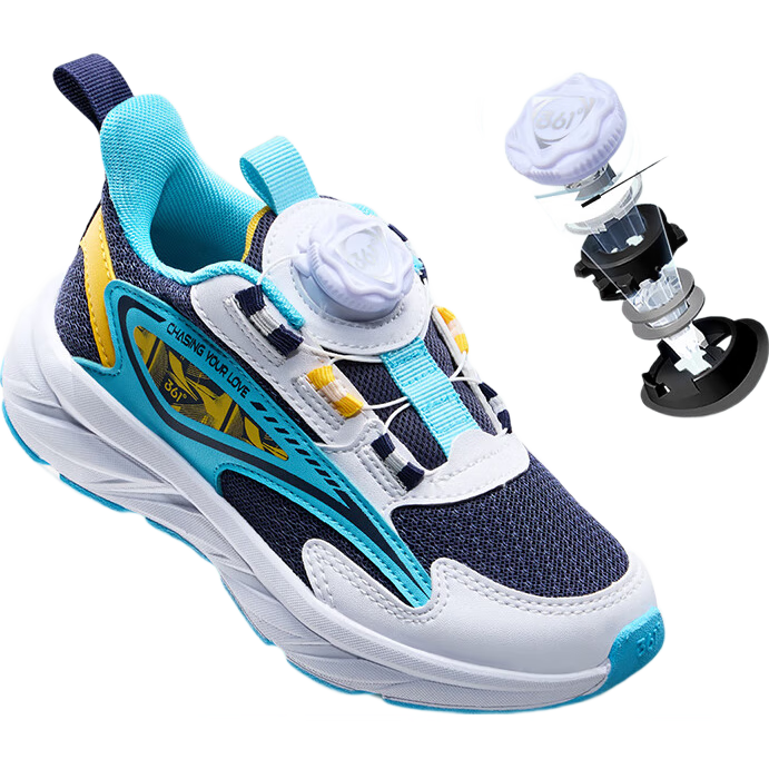 361° Children's Shoes, Kids' Running Shoes for All Seasons, Boys And Girls Aged 3-14, Versatile Rotary Buckle Lightweight Cushioning Running Shoes, Blue Size 29
