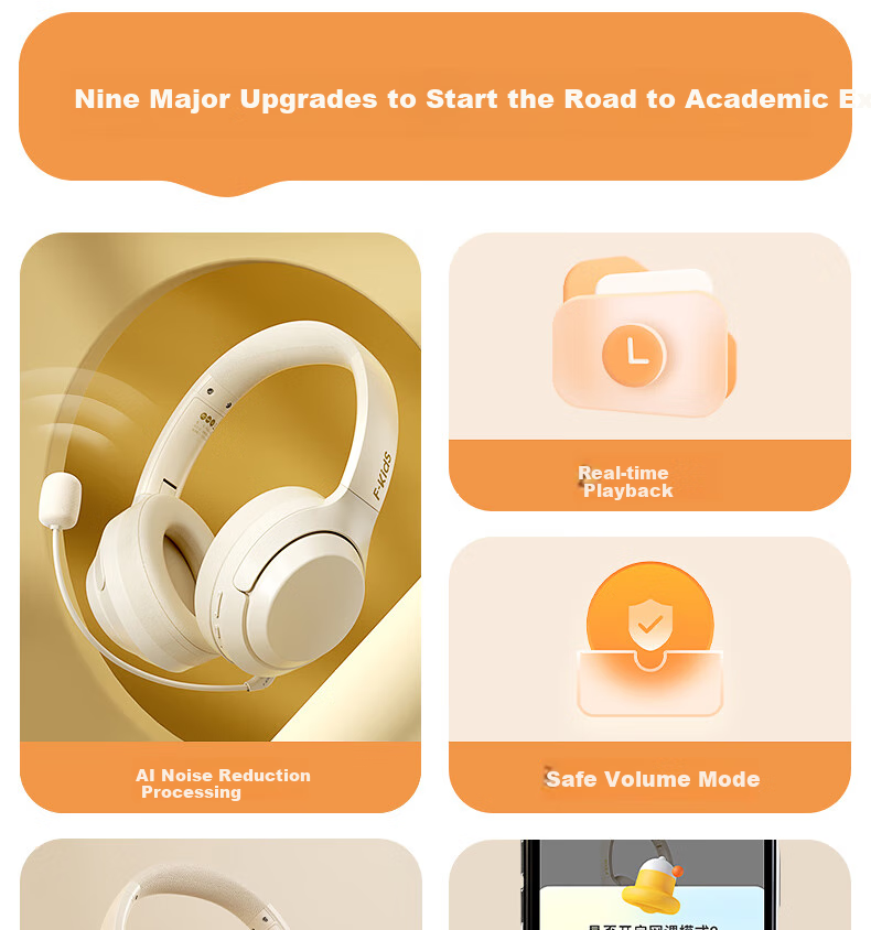 IKF Fkids H2 Over-Ear Bluetooth Wireless Headphones, Professional Recitation And Memorization Headphones, Immersive Student Online Class English Exam Learning And Memorization Specialized 6