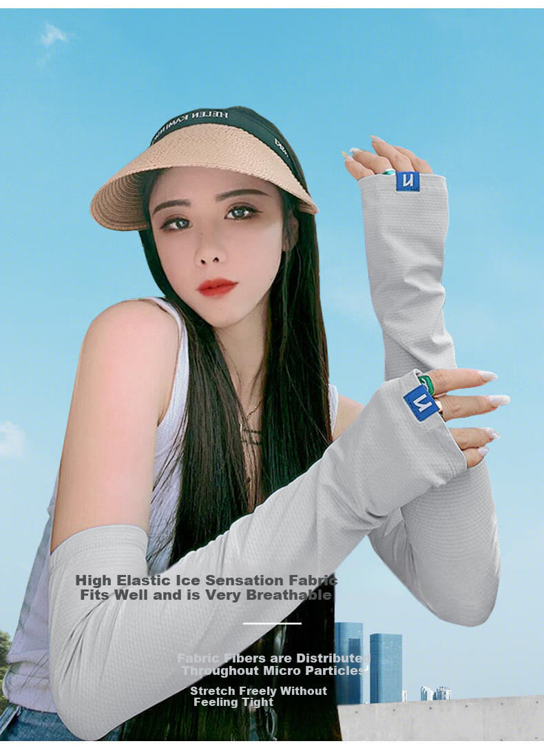 FitonTon Ice Silk Thin Sun Protection Arm Sleeves for Women, Summer Cycling Arm Guards, Sun Protection Arm Covers 4
