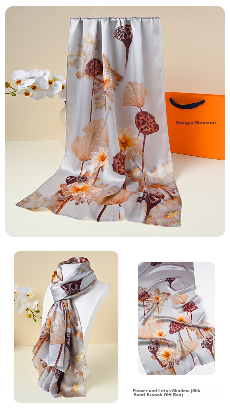 Hangsifu Silk Scarf, Shawl, Gift Box Set, Practical Birthday Present for Mom, Mid-Autumn Festival Gift 13