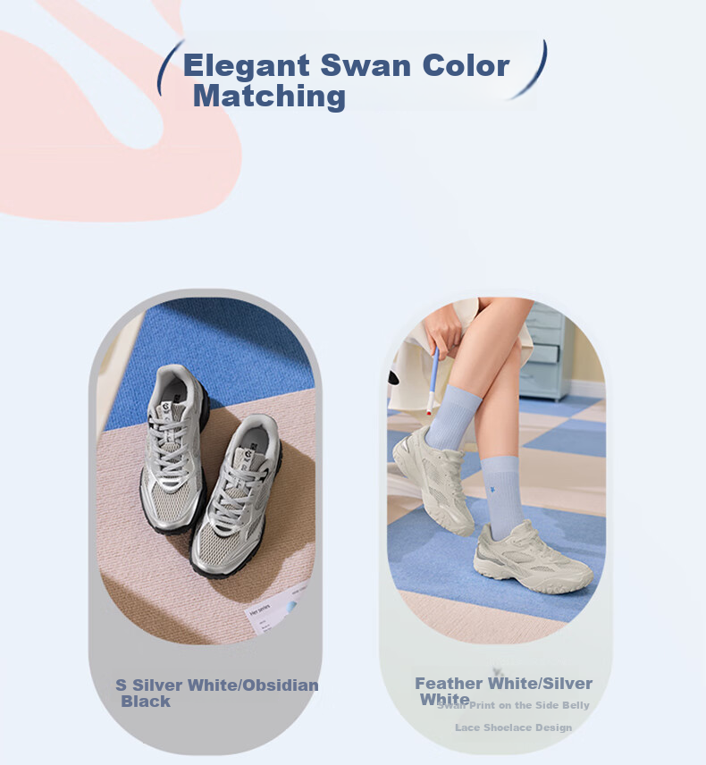 361° Women's Sports Shoes, Spring And Summer Swan Shoes, Mesh Upper, Retro Commuter Style, Thin-Soled Casual Shoes, 682526763-1 4