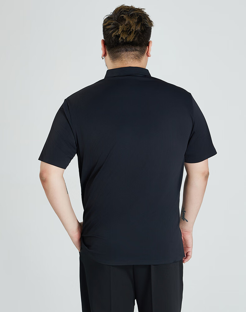 Ayoupang Large Size Men's High-End Business Polo Shirt, Premium Elastic Ice Silk Short-Sleeve Shirt for Men, Plus Size, Summer Wear 6