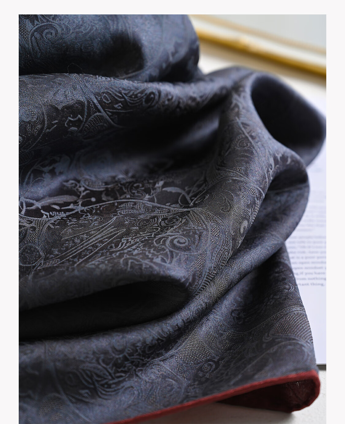 Hangsi Mansion Pure Silk Mulberry Silk Scarf Inner Wear Square Scarf Gift for Mom Women's Day Birthday Luxury Gray Floral 14