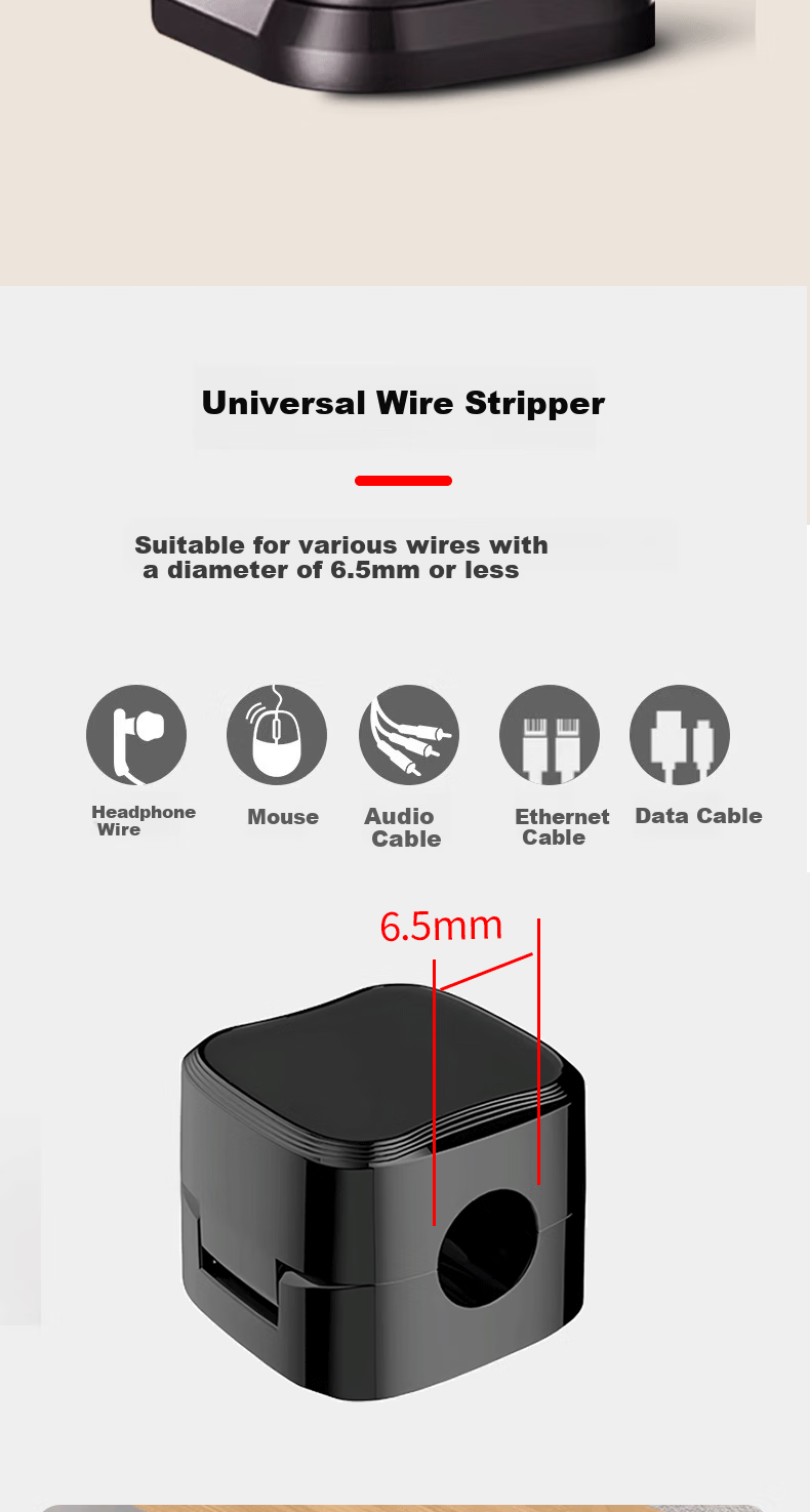 Masentek 7-Slot Cable Organizer Desktop Cable Management System Fixed Power Cord Data Cable Charging Cord Headphone Cord Clip Bedside Cable Winder Organizer 7 Clips Black [1 Pack] 5