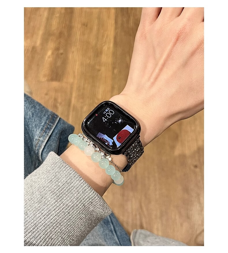 Biaodaige New Starry Sky Compatible with Apple Watch Band for Apple Watch S10/11, Full Diamond IWatch Summer Breathable Metal Women's Style with Silver Protective Case 42MM 3