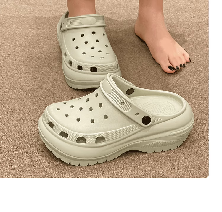 GUOLUOFEI Women's Perforated Shoes with Thick Soles, Summer EVA Outdoor Non-Slip Beach Sandals, Pink, Size 39-40 5