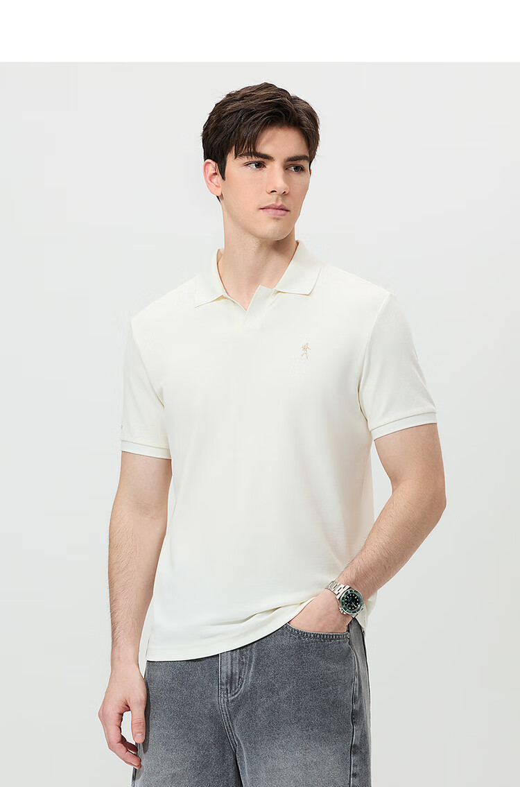 DANCING WOLVES [7A Antibacterial 2A Anti-Mite] Fashionable V-Neck Cool Breathable Men's Short-Sleeve POLO 306 Brown XL(180) 10