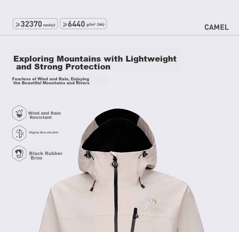 CAMEL Women's Windbreaker Jacket, Spring/summer 2025, Lightweight Windproof And Waterproof Hooded Casual Coat, 1078 M 1