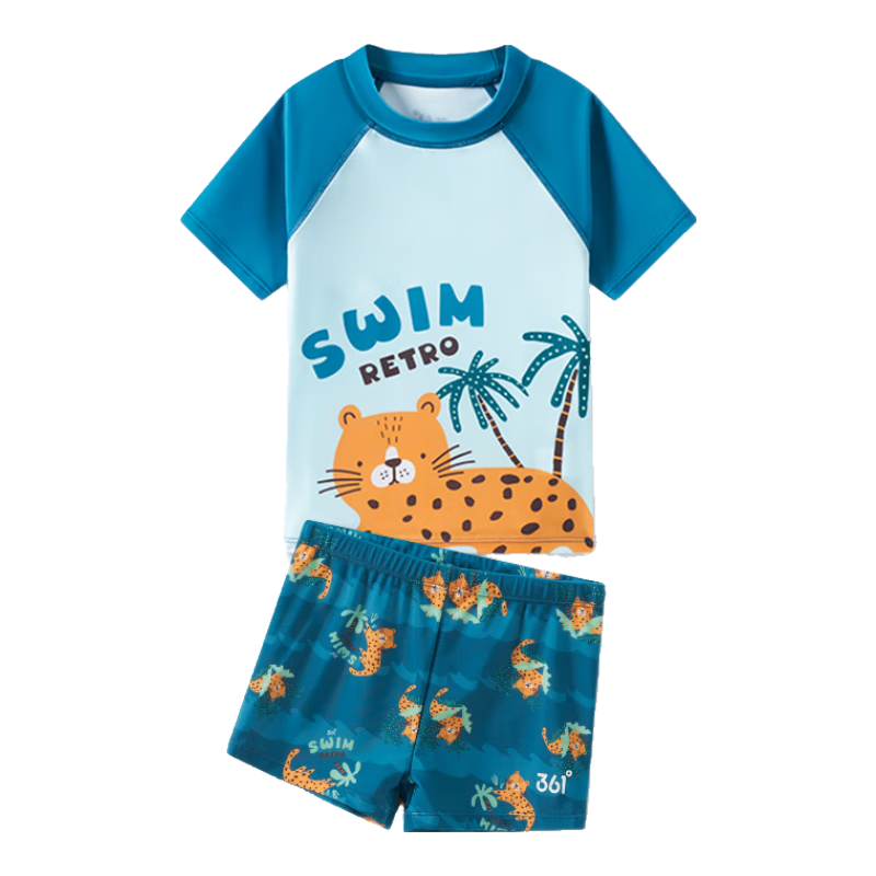 361° Kids Boys Two-Piece Swimwear Set for Ages 3-6, Square Leg Swim Trunks and Top, Boys' Hot Spring Swimsuit