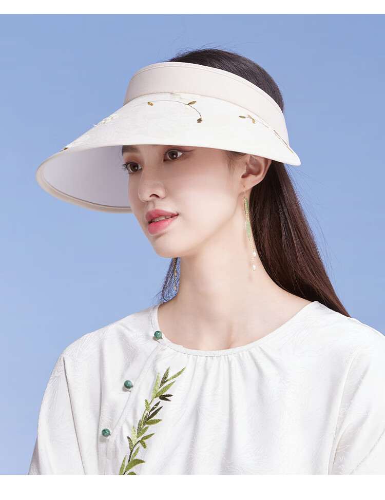 Shanghaigushi Sun Protection Hat for Women, Spring And Summer Visor Outdoor Casual UV-Resistant Sun Hat with Embroidery And Wide Brim 21