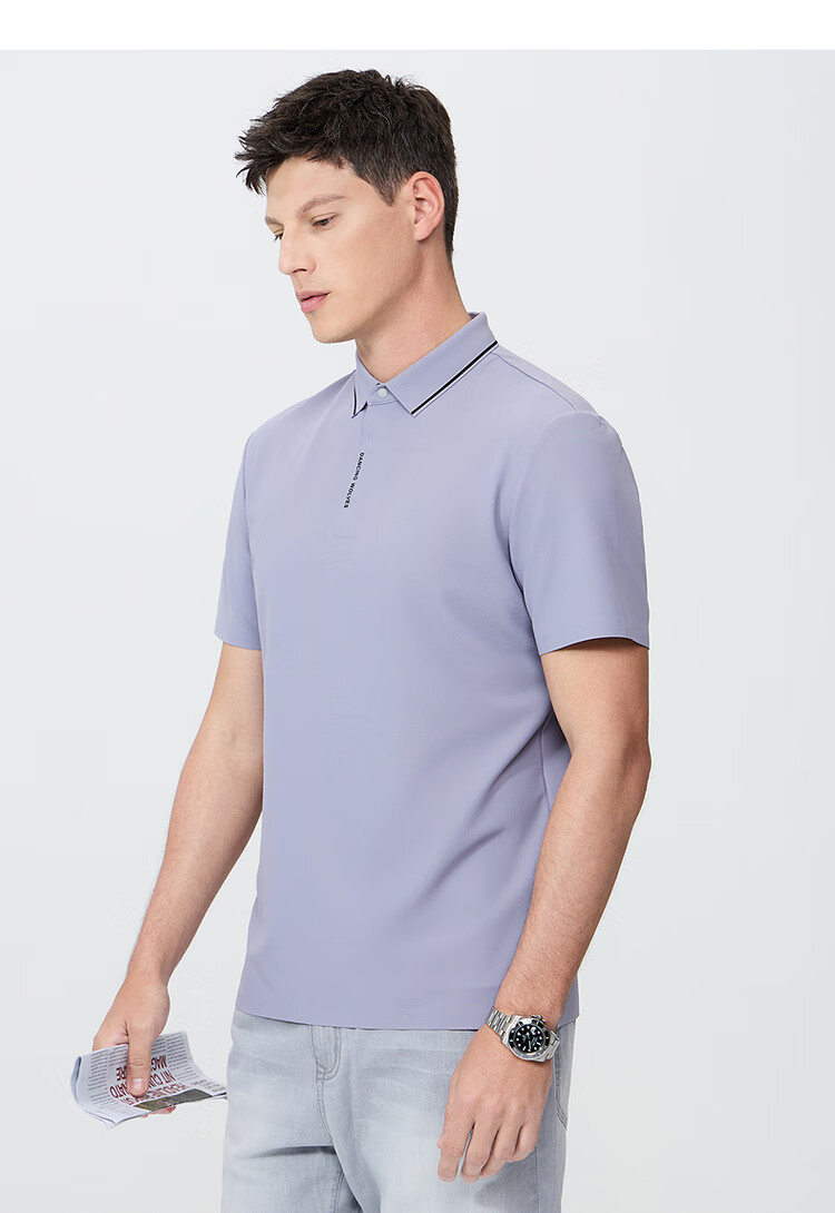 DANCING WOLVES [Elastic Breathable] Summer Elegant Casual Business Men's Short-Sleeve POLO Shirt, 001 Black, Size M (170cm) 8