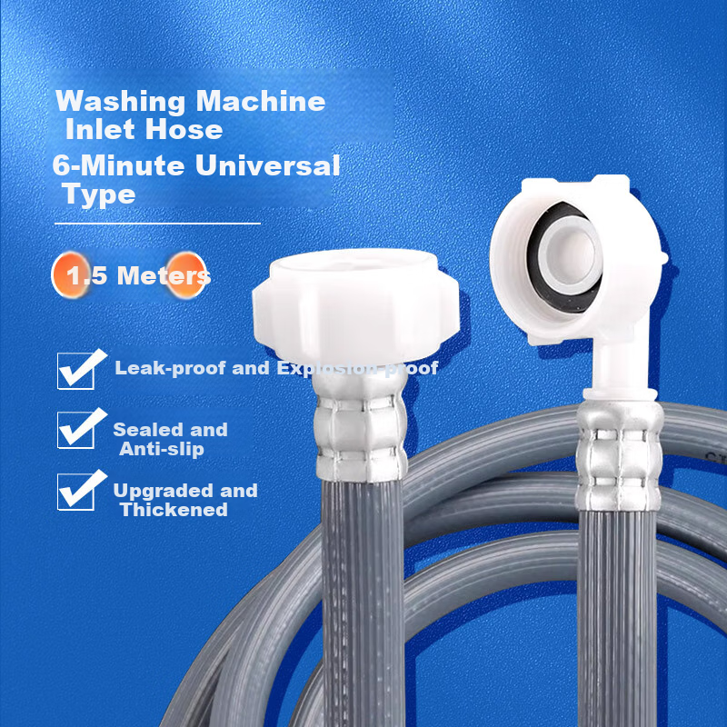PURPAVWINNER Washing Machine Inlet Hose 6-Point Threaded Connector Suitable for Siemens, Bosch, Samsung, European-Style Fully Automatic Drum Washing Machines, Water Inlet Hose for Dishwashers, Universal Soft Hose 1.5 Meters