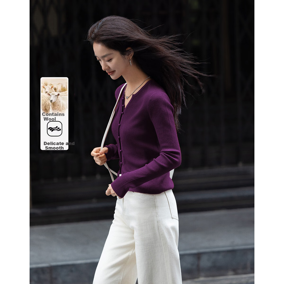 Dme [Light Mature Style Knit Sweater] Spring And Autumn Elegant Top Long-Sleeve Pullover Women's Sweater