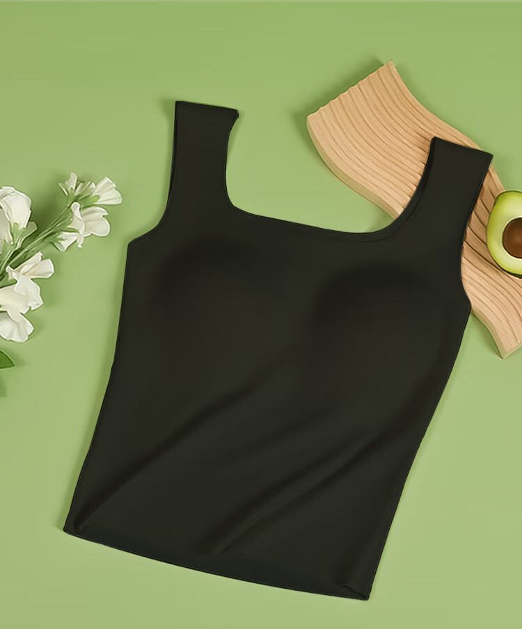 Hodo Women's Ice Silk Seamless Vest with Built-in Padded Bra Simple Basic Tank Top 12