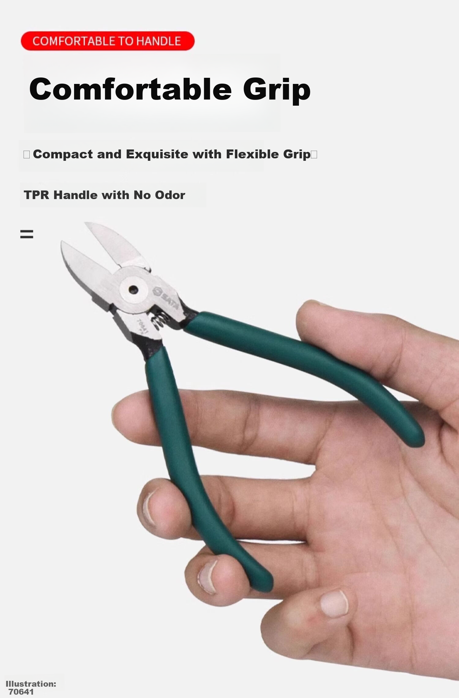 SATA Industrial-Grade Diagonal Cutting Pliers, Labor-Saving Side-Cutting Pliers Tool, 7", 72302B 6