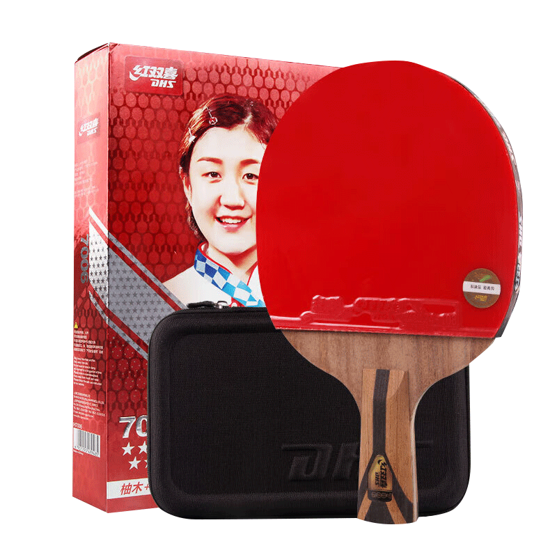 DHS Kuangbiao Seven-Star Table Tennis Racket, Straight Handle, Competition Single Racket, Yew Wood Surface + Carbon Fiber, 7-Layer Offensive And Defensive, H7006
