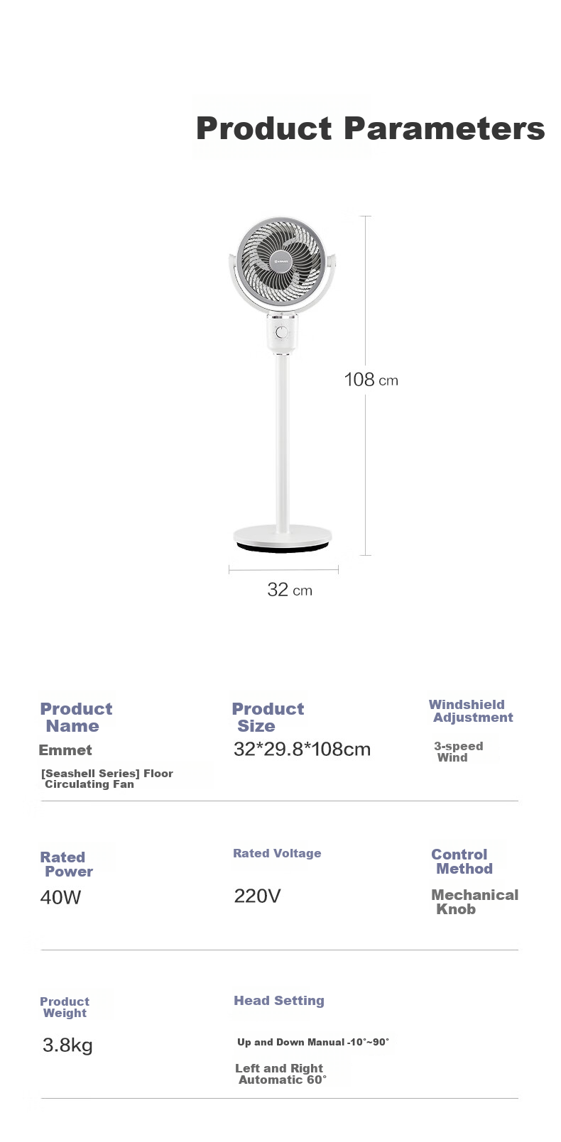 AIRMATE [Xiaobofeng] Air Circulation Fan, High Airflow Oscillating Electric Fan for Home Use, Quiet And Gentle Wind, Small Fan with English Plug, Specially Designed for Hong Kong Users FA18-X227 14