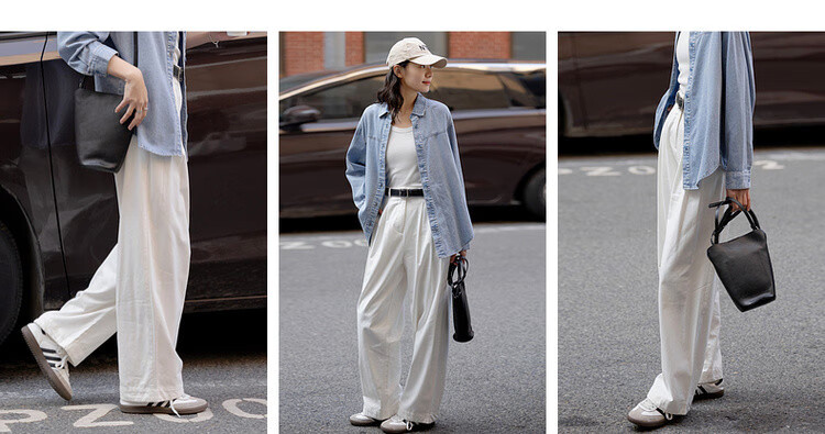 Dme [Relaxed Loose Pants] Spring Japanese-Style Commuter Pleated Cloud-Feel Cotton Trousers, Slimming And Versatile Women's Casual Pants 3