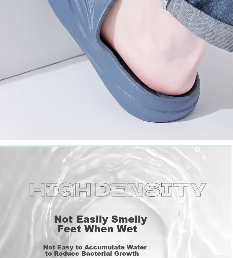 Huili Men's Slippers, Sports Outdoor Wear, Non-Slip, Antibacterial, Comfortable Cushioning Sandals, HL0566 Blue-Gray Color, Size 42-43 5