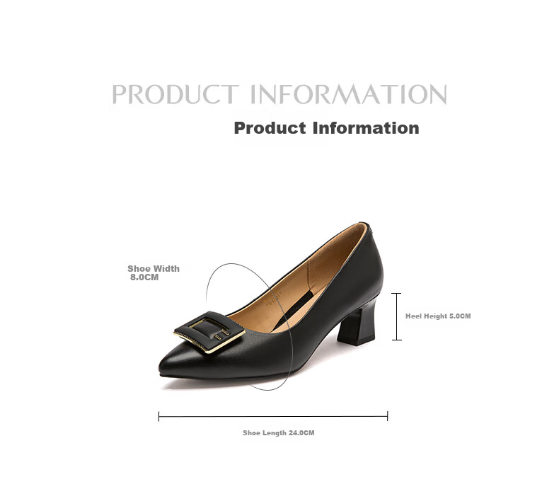 RED DRAGONFLY Chunky Heel Women's Pumps, Spring Cowhide Pointed Toe High Heels, Professional Leather Shoes WLB15315 Beige 39 2