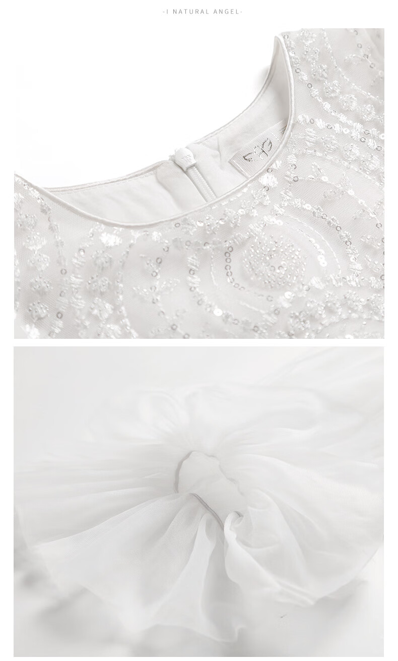 I natural Angel High-End Runway Wedding Flower Girl Dress White Princess Children's Evening Dress Stylish Gift Spring 18