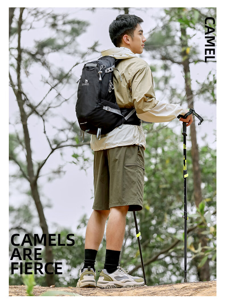 CAMEL Dawn Outdoor Lightweight Hiking Backpack Sports Camping Casual Travel Mountaineering Bag 1S32267148B Black 8