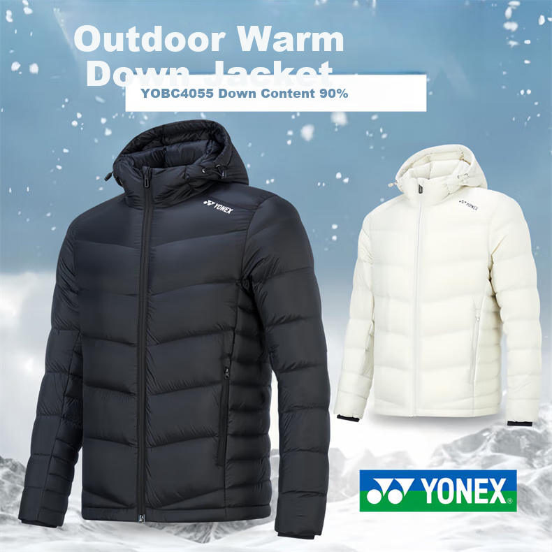 YONEX Badminton Jacket down Coat for Women, Winter Cold-Resistant Hooded Outerwear YOBC4055CR Black XO 1
