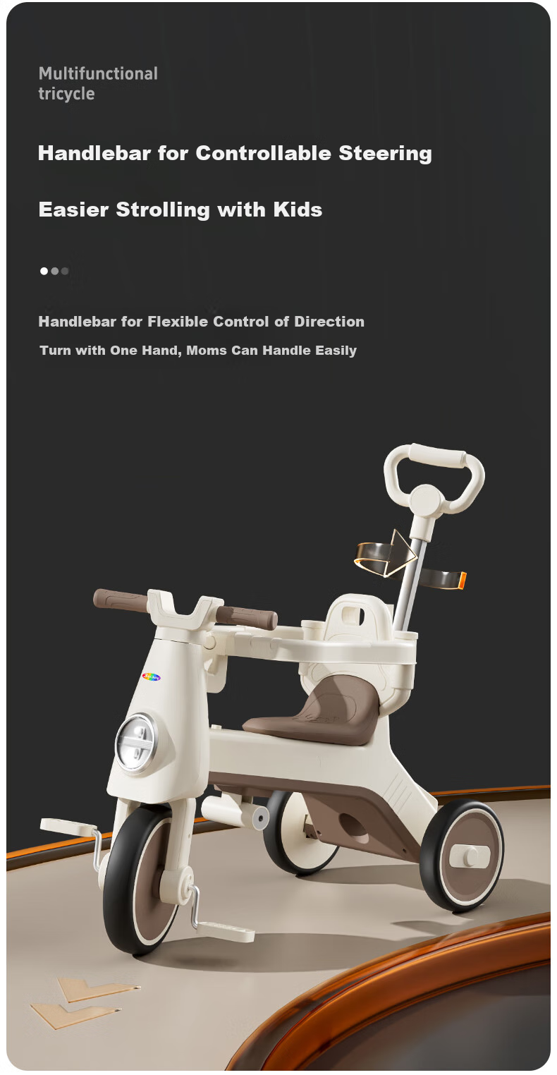 ANGI BABY Kids Tricycle Baby Pedal Bike Multifunctional Lightweight Foldable Stroller 8