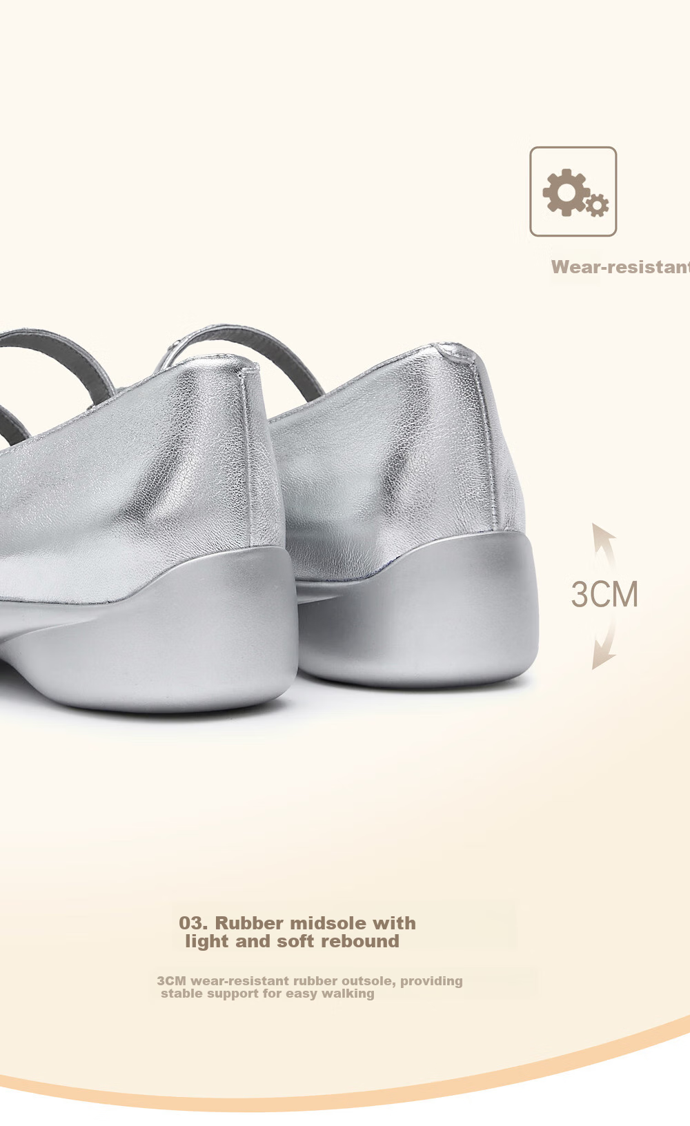 STACCATO Blogger Recommended Spring 2026 Yuguang Ballet Mary Jane Shoes, Ballet Flats S6821AQ6, Moonlight White, Size 37 9