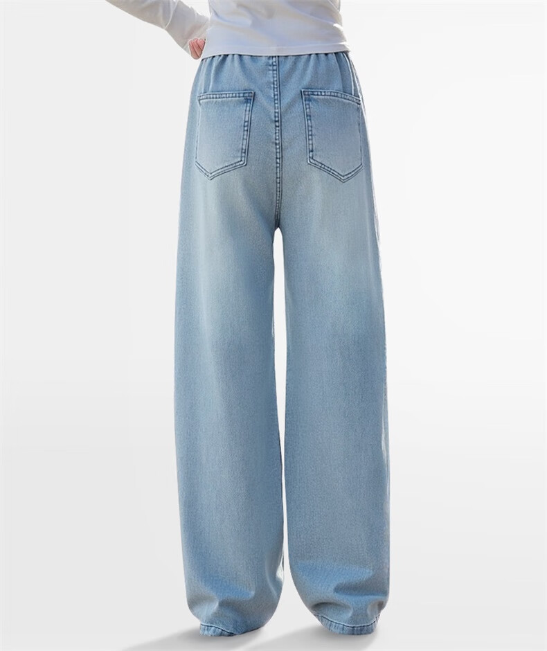 MARCOLOR MARCOLOR Girls' Denim Outfit Summer 2025 New Style Children's Short-Sleeve Top Wide-Leg Pants Two-Piece Set 8