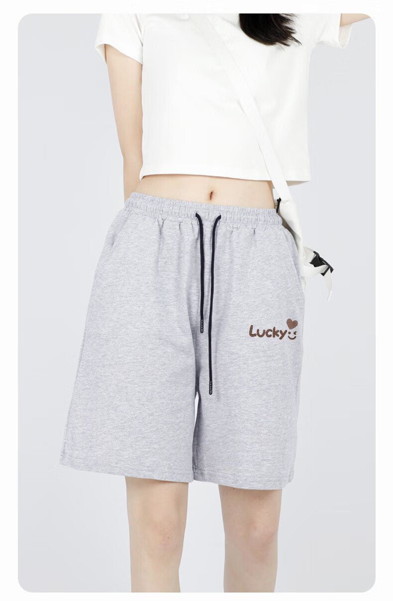Jeanswest Casual Shorts for Women, 2026 Summer New Style, Pure Cotton Slimming Athletic Versatile Printed A-Line Casual Knee-Length Shorts 9