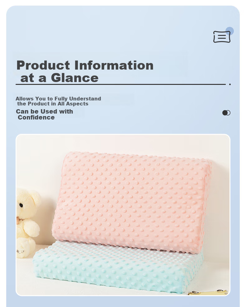 Grace Plush Children's Pillow, Memory Foam Pillow Core, Baby Student Pillow with Removable Cover, Washable, Dream Blue, 44*27cm 12