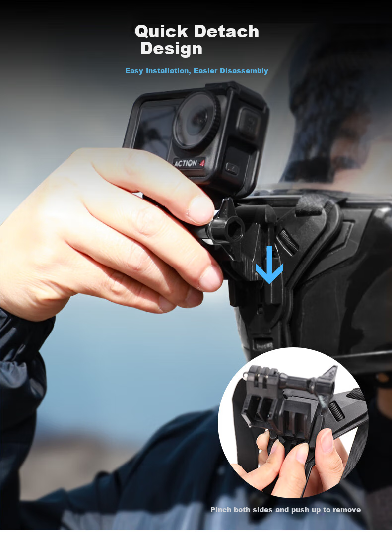 Qiye Chin Helmet Mount, Heavy-Duty Clamp, Suitable for Insta DJI Action 5 Pro Action 6 Accessories, Acepro 2 Motorcycle Helmet Mount, Motorcycle 4 5