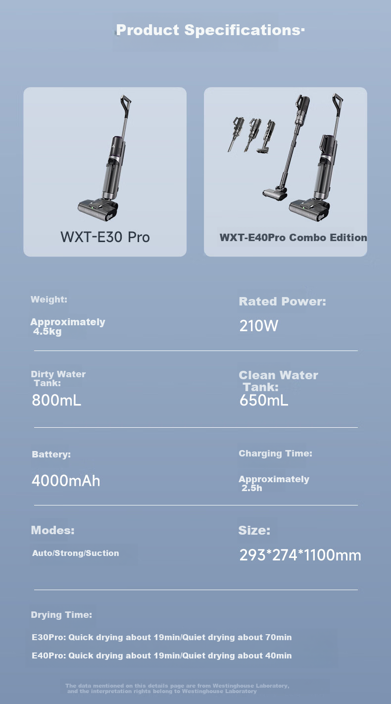 Westinghouse Multi-Function Floor Cleaner E40 Pro, All-In Automatic Cleaning Mop And Vacuum for Home Use, Cordless Vacuum with Hot Air Dryer And Integrated Mopping Functio 35
