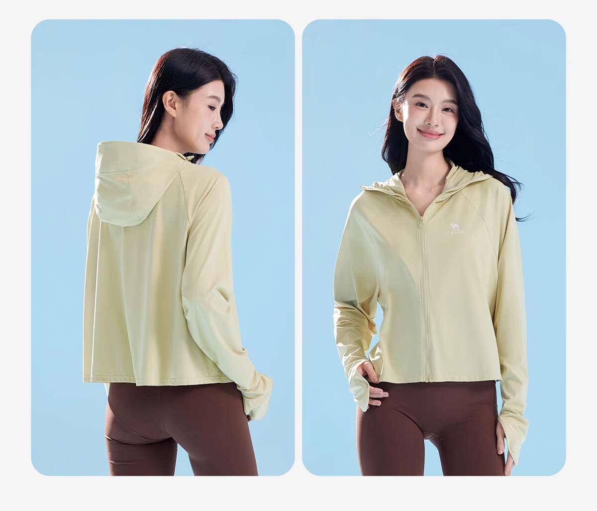 CAMEL Women's Outdoor Original Yarn Sun Protection Jacket UPF50 Quick-Dry Ice Feel Sun Protection Coat A25BAVV108 XL 16