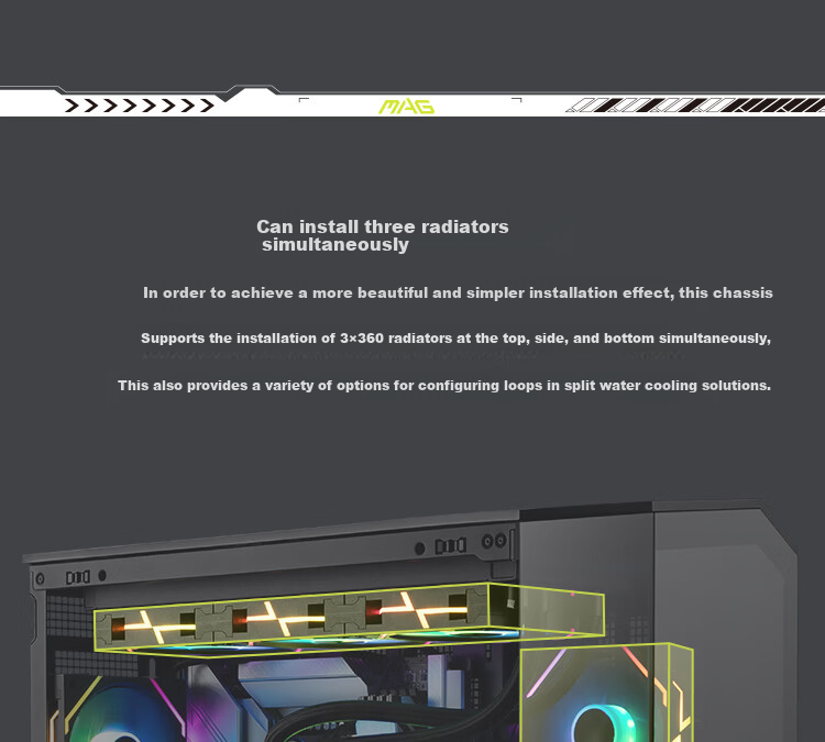 MSI Black Blade PLUS MAG PANO 100L PZ Panoramic View Computer Case (360mm Liquid Cooling/ATX Rear Mounting/Supports E-ATX Motherboard/Supports 50mm Graphics Card) 8