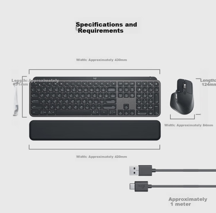 Logitech MX KEYS S COMBO Enterprise Wireless Keyboard And Mouse Combo, Premium Business Office Set, MX Keys S + MX Master 3s Black 11