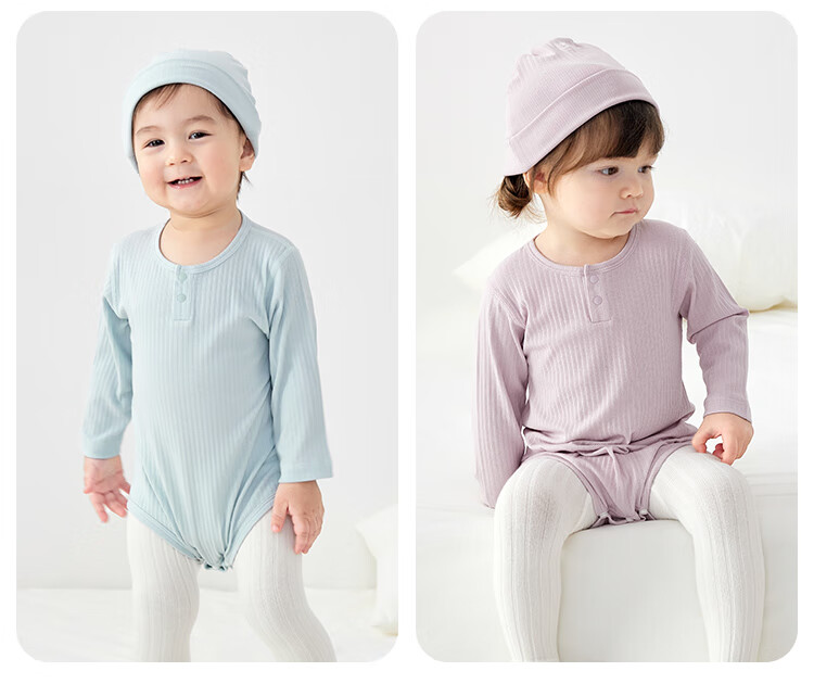 Wismorni Infant Long-Sleeve Bodysuit, Summer Thin Style, Baby Modal Onesie, Triangle Romper, Crawling Suit 7