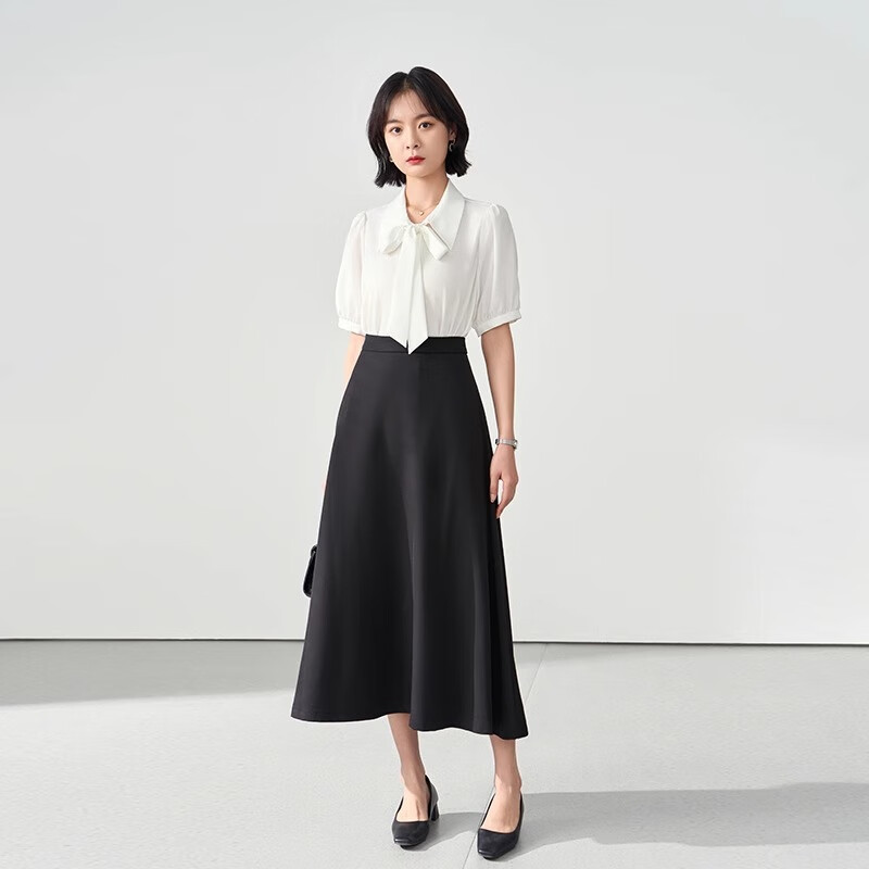 Miss Bird Black Professional High-Waist A-Line Skirt Women's Autumn Winter Business Suit Skirt Office Commuting Formal Skirt